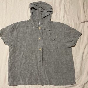Vintage Hot Cotton by Marc Ware Grey Short Sleeve Hoodie | Cotton + Linen Blend